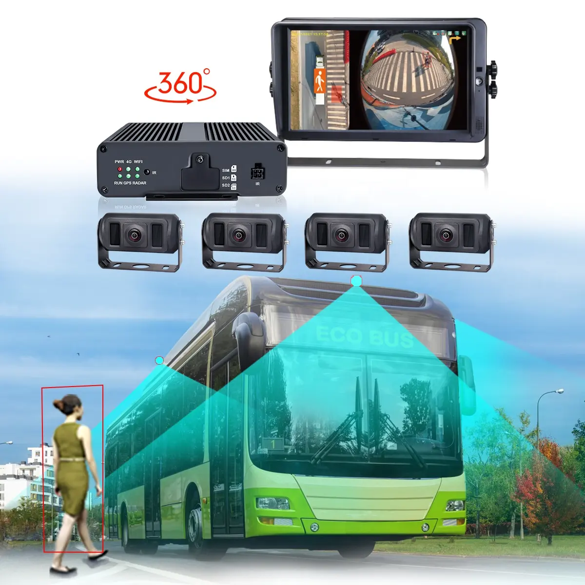 STONKAM 360 3d bird view night vision camera system monitor system for bus