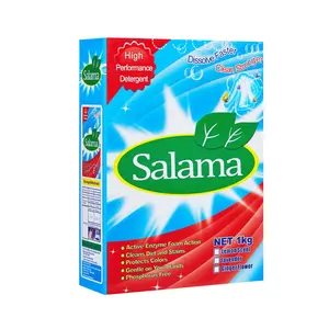 1Kg Salama box packing free oem brand/logo washing powder detergent powder from detergent factory in china