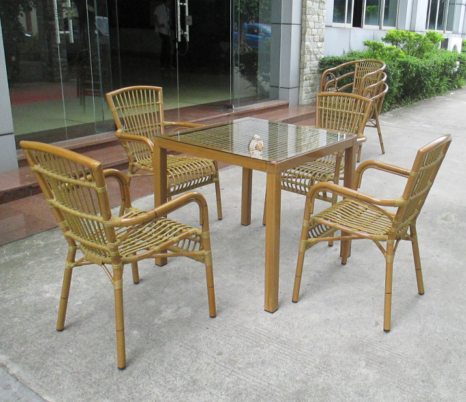 Set Meja dan Kursi Bambu Luar Ruangan Furnitur Bambu Pantai Pabrikan Foshan