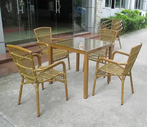 Foshan fabricante de praia ao ar livre cadeira e mesa conjunto de móveis de bambu de bambu ao ar livre