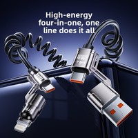 Câble de données USB Type-C 4-en-1 pour connecteurs Micro, charge rapide 240W 5A, transfert de données pour téléphones mobiles iPhone et Android
