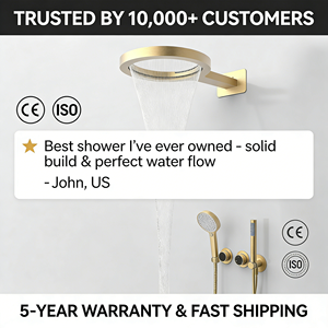 Grifos de Baño y Duchas Multifuncionales Modernos, Juego de Ducha Estilo Cascada en Oro Cepillado - Product Image 3