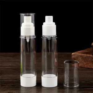 15ml 30ml 50ml 80ml 100ml flacon à pompe airless cosmétique en plastique AS transparent rechargeable pour lotion sérum ou flacon pulvérisateur