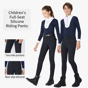 Pantaloni da <span class=keywords><strong>Equitazione</strong></span> Professionali per <span class=keywords><strong>Bambini</strong></span> con Grip in Silicone, Jodhpurs Aderenti con Tasche - Product Image 2