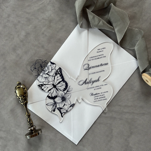 Personalizable de lujo dulce 15 años Quinceañera bebé azul mariposa transparente acrílico quince invitaciones <span class=keywords><strong>pergamino</strong></span> para xv anos - Product Image 2