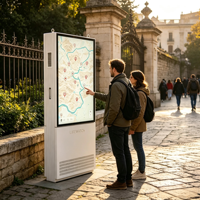 Kiosque numérique LCD extérieur ultra-mince à double face de 55 pouces, IP66, support au sol, étanche, Android, Windows OS pour la vente au détail