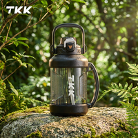 Bouteille de sport Tritan sans BPA de 2000 ml (64 oz) grande capacité avec paille intégrée et marqueur de temps pour la gym, le fitness et le camping – Vente en gros
