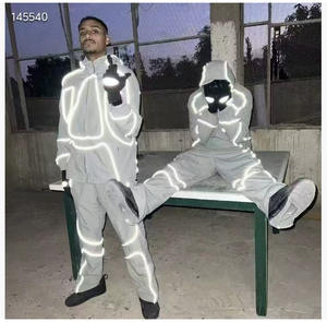 Dropshipping Maßgeschneiderte Herren Nylon Trainingsanzüge Windbreaker Zweiteiliger Wasserdichter Trainingsanzug Reflektierende Paspelierung Windbreaker <span class=keywords><strong>2</strong></span>-Teiliges Set - Product Image 1