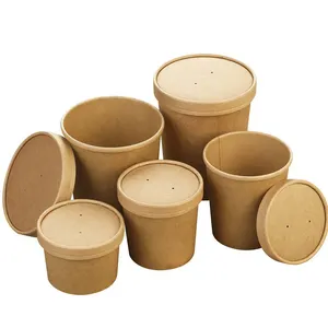 Biodegradable Custom Eco Friendly Disposable 8oz Ice Cream Soup Packing Paper Food Pail Fried Chicken Bucket With Lid