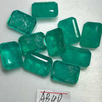 Pierre précieuse synthétique en verre de cristal taillée en octogone 5A, couleur vert Paraiba, taillée à la machine, pierre fusionnée