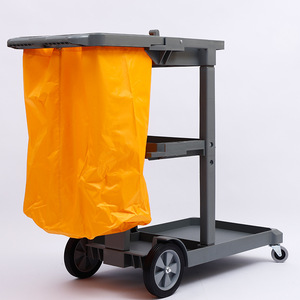 Blue Housekeeping Cart With 4 Wheels Plastic Partially Enclosed For Hotel Hospital Mall <b>Cleaning</b> Service - Product Image 2