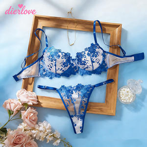 Set Lingerie Seksi Bordir Renda Dierlove untuk Wanita Bersertifikat OEKOTEX dengan Kawat Penyangga yang Diperkuat Set Pakaian Dalam 2-Potong - Product Image 3