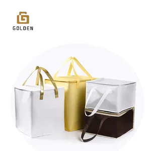 Golden ร้านขายของชําจัดส่งอาหารขนาดใหญ่ไม่ทอฉนวน Tote Cooler กระเป๋าปิคนิคกระเป๋าเก็บความเย็นนมแม่กระเป๋าเก็บความเย็นพร้อมล้อ