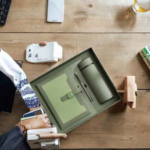 IStapromo Gifts Customized High-end Handmade PU Leather Multifunction Fashion <b>Notebook</b> Gift Box <b>Set</b> Business Office Meeting - Product Image 1