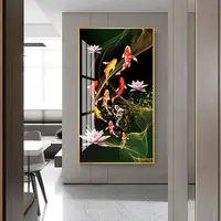 Großhandel Veranda dekorative Malerei Goldfisch 3D Wand kunst Kristall Porzellan Abstrakte gerahmte Heim dekoration Malerei