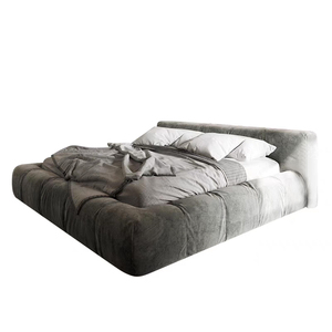 French Style Double Velvet <b>Bed</b> Floor Upholstered King <b>Size</b> Wooden Frame Hotel Bedroom Furniture BZ-201 French Style Solid Wooden - Product Image 2