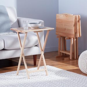 Basics-Bandeja plegable <span class=keywords><strong>rectangular</strong></span> PARA CENA DE TV portátil clásica con estante de almacenamiento, juego natural de 4 bandejas, 15 "D X 19" W X 26 "H - Product Image 5