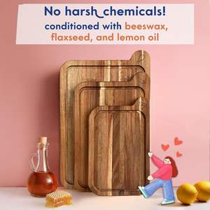 FSC-Juego de 3 tablas de cortar de Acacia para cocina, tabla de cortar de aceite mineral - Product Image 2