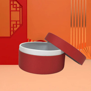 Carton <span class=keywords><strong>gris</strong></span> circulaire rouge personnalisé boîte alimentaire dure emballage en papier créatif avec impression à chaud en treillis métallique tube de papier unique - Product Image 4
