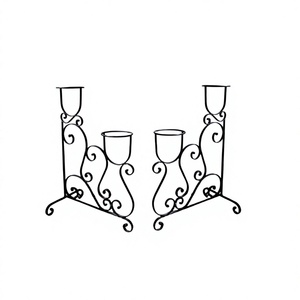 Ensemble de deux supports de jardinière de couleur noire de fer supports de jardinière de taille et de forme personnalisées pour une utilisation intérieure et extérieure - Product Image 1