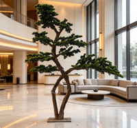 Koleksi Elegan Pohon Bonsai Pinus Buatan Besar untuk Dalam/Luar Ruangan, Dekorasi Dinding Bunga Simulasi Plastik