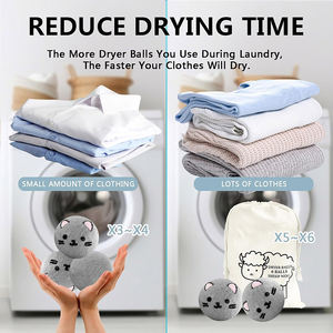 Lot <span class=keywords><strong>de</strong></span> 6 boules <span class=keywords><strong>de</strong></span> séchage <span class=keywords><strong>de</strong></span> laine XL en forme <span class=keywords><strong>de</strong></span> chat mignon faites à la main boules <span class=keywords><strong>de</strong></span> séchage <span class=keywords><strong>de</strong></span> laine réutilisables pour le linge - Product Image 5