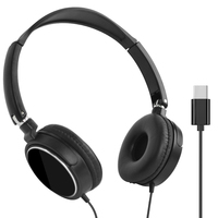 Écouteurs filaires en gros Type-C, câble de 1,2 m, étanches IPX-4, haut-parleurs de 40 mm pour enfants, école, ordinateur, musique, jeux, personnalisation OEM