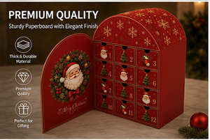 Boîte mystère de Noël de luxe en forme d'arche avec tiroirs, calendrier de l'Avent en carton rigide pour bijoux et bonbons - Product Image 3