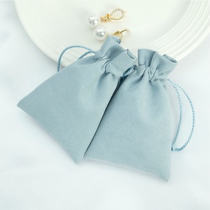 Nouveau Sac à cordon en microfibre bleu ciel de luxe pour bijoux, avec logo personnalisé, pour emballage cadeau, bagues, boucles d'oreilles et protection anti-poussière - Product Image 3