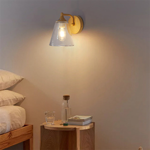 Sunsir SKD Pasillo Decoración de pared interior Scone Bombilla LED 110V 220V Color de grano de madera Luz de pared de vidrio Luces de escalera - Product Image 3