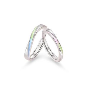Anillos De Pareja Silver Plated Gradient Enamel Wedding <b>Rings</b> Moebius <b>Couple</b> <b>Ring</b> Adjustable Open Wedding Band Jewelry - Product Image 5