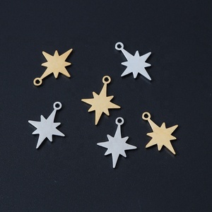 Ciondolo a Stella Classico in Acciaio Inossidabile Lucidato a Specchio di Alta Qualità, Placcato Oro 18k, per Bracciali e Collane, Componenti per Gioielli Fai-da-Te - Product Image 1