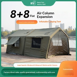 Tente gonflable en <span class=keywords><strong>coton</strong></span> TC vert 8+8 mètres carrés, auvent extensible, imperméable et pare-soleil pour le camping en extérieur - Product Image 5