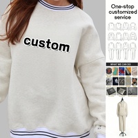 Sweat à capuche surdimensionné en coton pour femme, brodé sur mesure, col rond, tricoté, design de créateur, ensemble unisexe, personnalisation avec logo