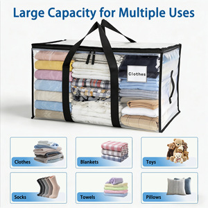 Durable Plastic PP Woven Fabric Foldable Classic Single Tier Heavy Duty Living Room <b>Storage</b> Bags for Bedding <b>Clothes</b> - Product Image 6