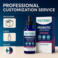 Gouttes liquides probiotiques PEITEBIO pour chiens et chats avec probiotiques, prébiotiques et enzymes, saveur bacon, soutien digestif, 60 ml