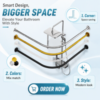 Tringle de douche incurvée en acier inoxydable, style minimaliste moderne, en forme d'éventail. Assistance en ligne pour les salles de bain.
