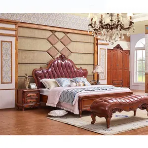 CBMmart Set Furnitur Kamar Tidur, Set Furniture Barok Gaya Perancis Royal Kayu Ukuran King Klasik Mewah