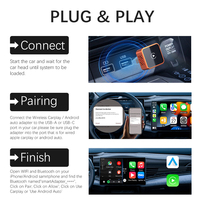 Adaptateur CarPlay sans fil OTA 2 en 1, dongle Android Auto, compatible avec 98% des voitures, BT 5.4, super mini, connexion automatique