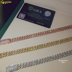 Joyería de Moda de Lujo, Plata de Ley 925, Estilo Hip Hop, Brazalete de Moissanita Vvs de 8 mm, Joyería Fina, Cadena Cubana, Brazalete de Moissanita - Product Image 4