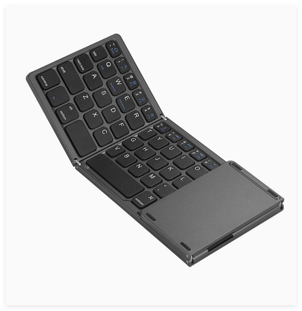 Tri-Fold Ultra Slim Bluetooth Wireless Keyboard with Touchpad, Mini Portable Foldable External Keyboard for Phone Tablet Laptop
