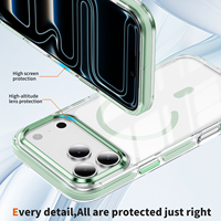 Étui de téléphone élégant et tendance au design luxueux, haute transparence, en TPU+PC, pour 17 Pro Max, anti-chute, magnétique