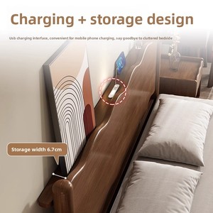 <span class=keywords><strong>Choosy</strong></span> Bắc Âu 1.68M Nhật Bản Retro giường đôi mềm mại hiện đại tối giản sóng Thiết kế rắn GỖ NỘI THẤT PHÒNG NGỦ chủ giường cưới - Product Image 5