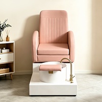 Fauteuil de pédicure avec plaque en éponge haute résistance et matériaux en cuir, espace de rangement, fonction de massage pour salons de beauté