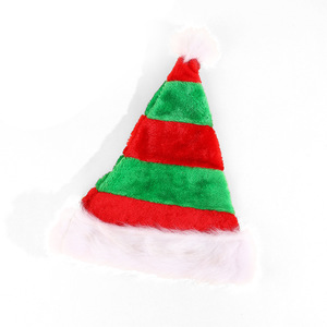 Chapeau de Noël rouge et blanc pour enfants, décoration de Noël classique personnalisable, chapeau de Père Noël en peluche rayé pour adultes - Product Image 4