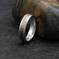 8mm Superleiter-Einlage Damaszener Stahlring Niob Titan Kupfer Herren Verlobungsringe Blanko-Ringe für Männer Modeschmuck