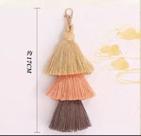 Porte-clés en métal bohème fait main Style plage fil de coton à trois couches avec glands colorés sac à bijoux suspendu pour clés