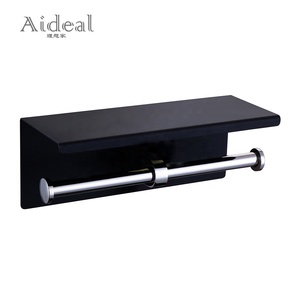 Durevole SUS 304 doppio rotolo di carta porta asciugamani con mensola per telefono lungo accessori per il bagno in acciaio inox di alta qualità - Product Image 3