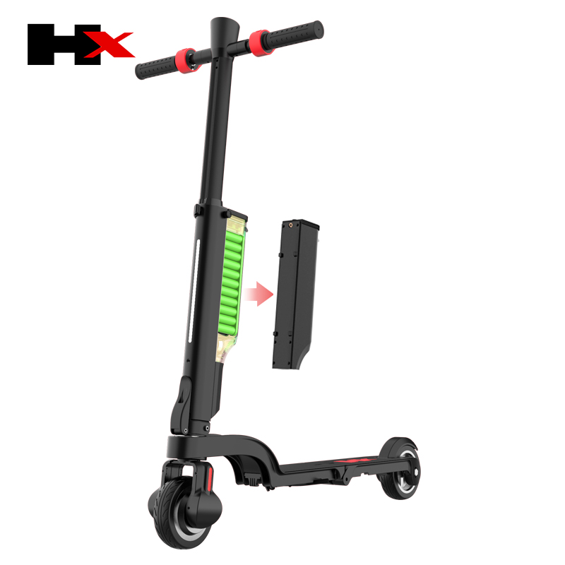 HX X6 Roller Skuter Lipat 6 AH, Empat Kali Lipat Baterai Dapat Dilepas 250 W 5.5 Inci E-skuter