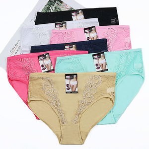 Mutandine da donna in pizzo 95% di fascia alta in cotone 5% SPANDEX tinta unita da donna mutandine da donna - Product Image 1